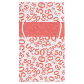 ハッピー50誕生日乱数パターンコーラル スモールペーパーバッグ (裏面)