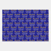 ハッピー50誕生日名金ゴールドホワイトとネイビーブルー ラッピングペーパーシート (正面)