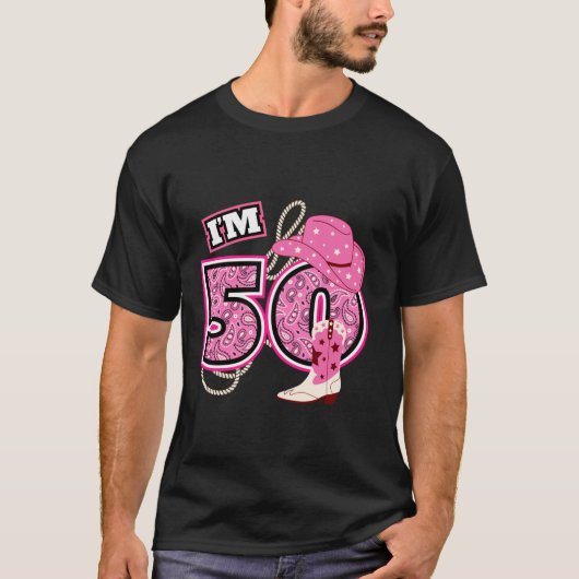 ハッピー50誕生日女性のカーボーイカウボーイ農家50年 Tシャツ (正面)