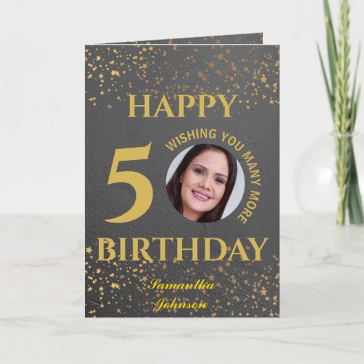 ハッピー50誕生日折り畳みグリーティングカード カード (正面)