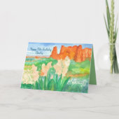 ハッピー50誕生日砂漠パーソナライズされた山 カード (正面)