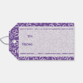 ハッピー50誕生日紫色の乱数パターン ギフトタグ (裏面横)