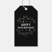 ハッピー50誕生日花火白黒金ゴールド