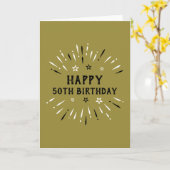 ハッピー50誕生日花火金ゴールド白黒 カード (黄色い花)