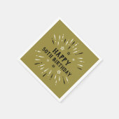 ハッピー50誕生日花火金ゴールド白黒 スタンダードカクテルナプキン (角)