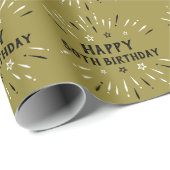 ハッピー50誕生日花火金ゴールド白黒 ラッピングペーパー (ロールコーナー)