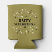 ハッピー50誕生日花火金ゴールド白黒 缶クーラー (裏面)