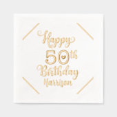 ハッピー50誕生日5パーソナライズされた名 箔ナプキン (正面)