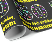 ハッピー50誕生日、おもしろいスカラフルターズ50 ラッピングペーパー (ロールコーナー)