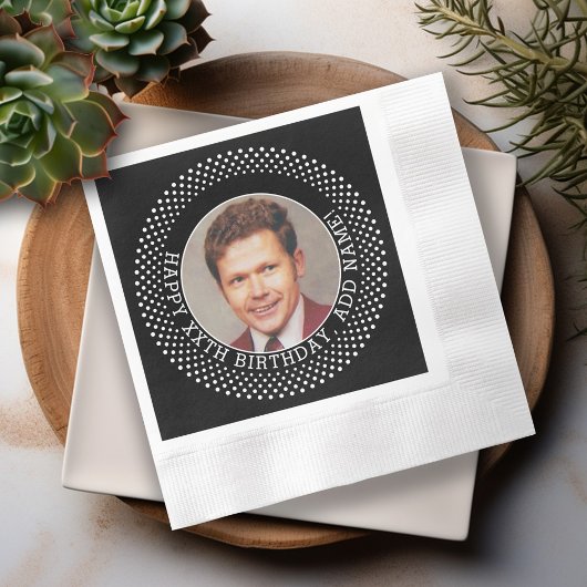 ハッピー50誕生日 – 丘の上の黒 – 写真 縁ありカクテルナプキン