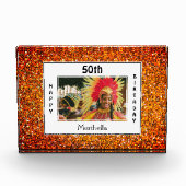 ハッピー50誕生日 |任意の年齢 |赤いグリッター フォトブロック (正面)