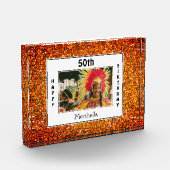 ハッピー50誕生日 |任意の年齢 |赤いグリッター フォトブロック (左)