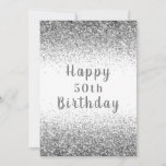 ハッピー50thシルバーグリッタータイポグラフィ誕生日 カード<br><div class="desc">とても銀色のかわいらしグリッター50歳の誕生日カードです。 この特別な誕生日に、誰もがこのようなカードを受け取りたがるだろう。 私は知っている。性別に依存しない。</div>