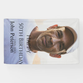 ハッピー50th誕生日の名前photo year男シンプル子min 横断幕