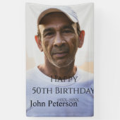 ハッピー50th誕生日の名前photo year男シンプル子min 横断幕 (縦)