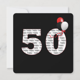ハッピー50th誕生日オンブラック招待状 招待状