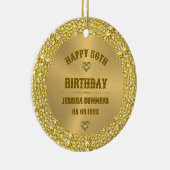 ハッピー50th誕生日ダイヤモンド&金ゴールド セラミックオーナメント (右)