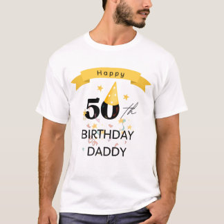 ハッピー50th誕生日パパ tシャツ