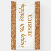 ハッピー50th誕生日金ゴールドグリッター 横断幕 (縦)