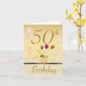 ハッピー50th金ゴールドグラマーズ誕生日カード カード (黄色い花)