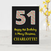 ハッピー51誕生日&メリークリスマス、名前をカスタムする カード (黄色い花)