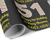 ハッピー51誕生日&メリークリスマス、名前をカスタムする ラッピングペーパー (ロールコーナー)