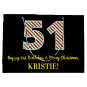 ハッピー51誕生日&メリークリスマス、名前をカスタムする ラージペーパーバッグ (裏面)