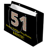 ハッピー51誕生日&メリークリスマス、名前をカスタムする ラージペーパーバッグ (正面アングル)