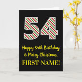 ハッピー54誕生日&メリークリスマス,名前をカスタムする カード (黄色い花)