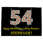 ハッピー54誕生日&メリークリスマス,名前をカスタムする ラージペーパーバッグ (裏面)