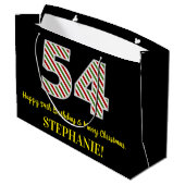 ハッピー54誕生日&メリークリスマス,名前をカスタムする ラージペーパーバッグ (裏面アングル)