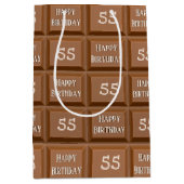 ハッピー55誕生日チョコレートキャンディバー ミディアムペーパーバッグ (正面)