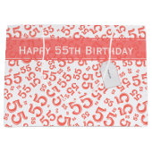 ハッピー55誕生日乱数パターンコーラル ラージペーパーバッグ (正面)