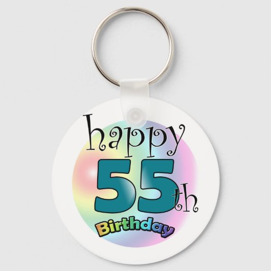 ハッピー55誕生日（ブルーウ） キーホルダー (正面)