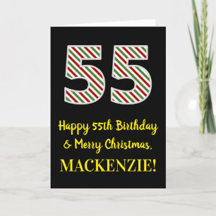 ハッピー55誕生日&メリークリスマス,名前をカスタムする カード