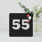 ハッピー55th誕生日オンブラック招待状 招待状 (スタンド正面)
