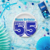 ハッピー55th誕生日パーソナライズされた紙プレート ペーパープレート (パーティー)