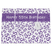 ハッピー55th誕生日パーティー番号パターンパープル ラージペーパーバッグ (正面)