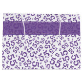 ハッピー55th誕生日パーティー番号パターンパープル ラージペーパーバッグ (裏面)