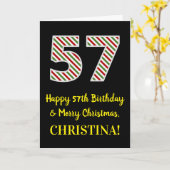 ハッピー57誕生日&メリークリスマス,名前をカスタムする カード (黄色い花)