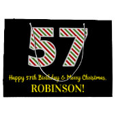 ハッピー57誕生日&メリークリスマス,名前をカスタムする ラージペーパーバッグ (裏面)