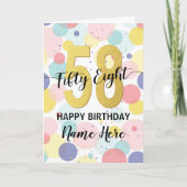 ハッピー58th誕生日パステルレインボー金ゴールドウーマン カード (正面)