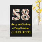 ハッピー58th誕生日&メリークリスマス名前をカスタムする カード (黄色い花)