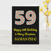 ハッピー59誕生日&メリークリスマス,名前をカスタムする カード (黄色い花)