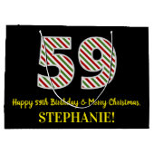 ハッピー59誕生日&メリークリスマス,名前をカスタムする ラージペーパーバッグ (裏面)