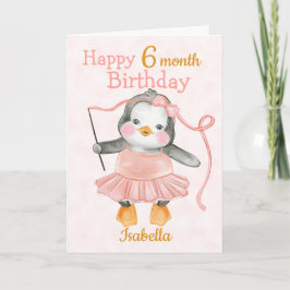 ハッピー6カ月誕生日バレリナピンク カード