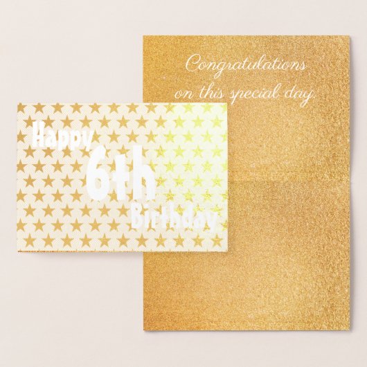 ハッピー6番目の金ゴールド誕生日フォイルカード 箔カード (ディスプレー)