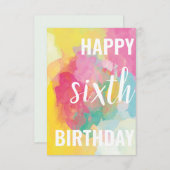 ハッピー6誕生日カード（「水彩グラデーション」） (正面/裏面)