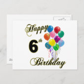 ハッピー6誕生日ポストカードと誕生日カード ポストカード (正面/裏面)