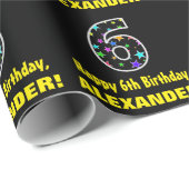 ハッピー6誕生日、おもしろいカラフルスターパターン6 ラッピングペーパー (ロールコーナー)